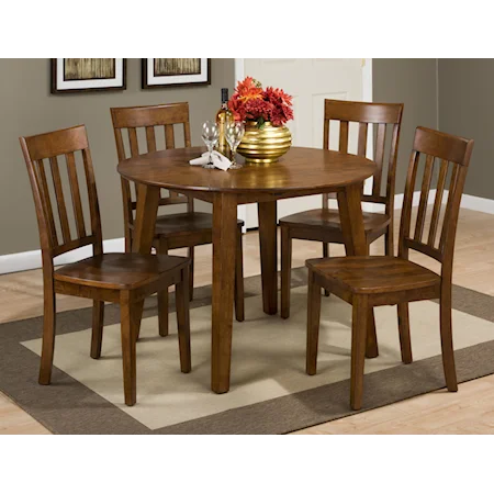 Round Table and 4 Chair Set (with Slat Back Chairs)